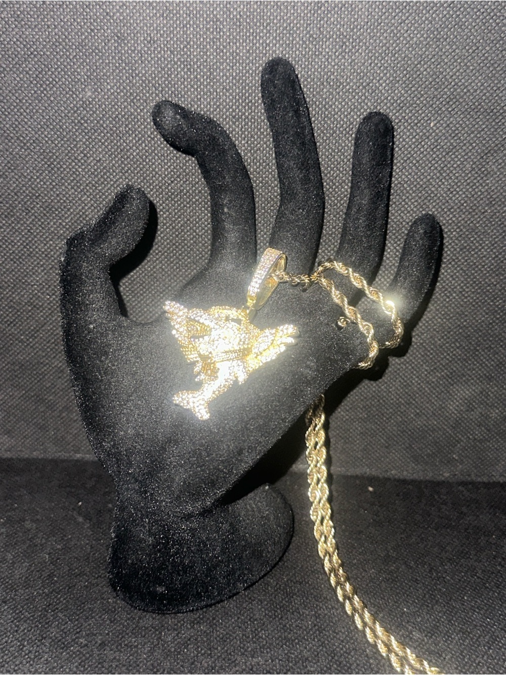 Gold-Tone Dolphin Pendant Necklace with Cubic Zirconia Accents